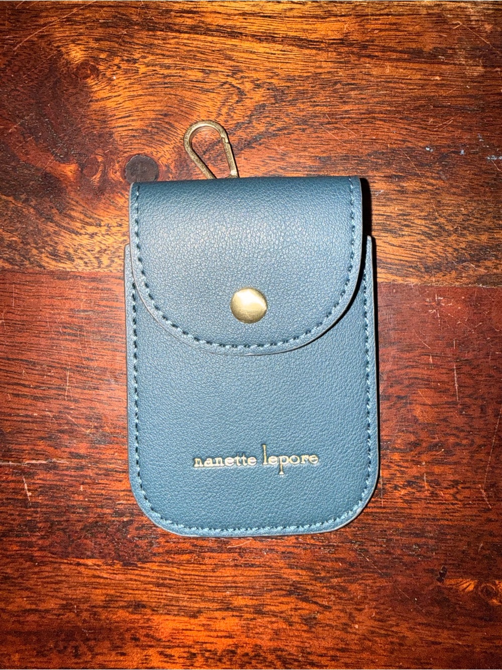 Nanette Lepore Blue Leather Key Pouch with Gold Accent